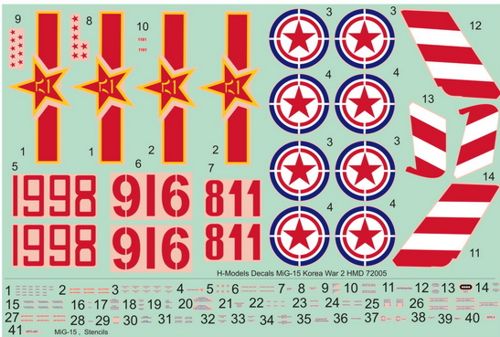 H-Model Decals HMD72005 1:72 Mikoyan MiG-15 Soviet Aces in Korea, Pt.2