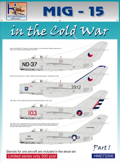 H-Model Decals HMD72006 1:72 Mikoyan MiG-15 in the Cold War, Pt.1
