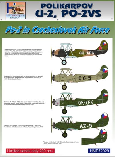 H-Model Decals HMD72029 1:72 Polikarpov U-2/Po-2VS in CzAF