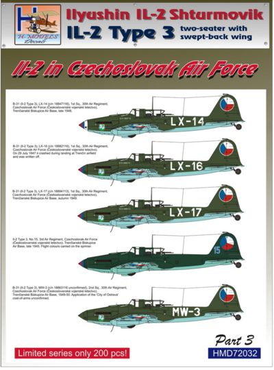H-Model Decals HMD72032 1:72 Ilyushin Il-2 Type 3 CzAF, Pt.3