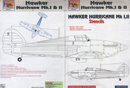 H-Model Decals HMD72036 1:72 Hawker Hurricane Mk.I/Mk.II stencils