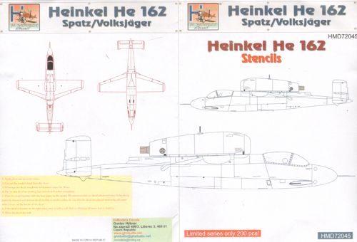 H-Model Decals HMD72045 Heinkel He-162A-2 Stencils 1:72