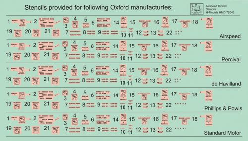 H-Model Decals HMD72046 1:72 Airspeed Oxford Mk.I / Mk.II stencils