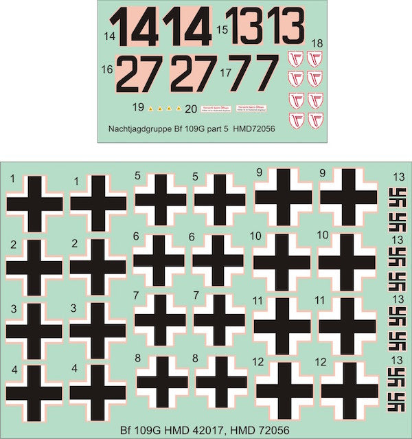 H-Model Decals HMD72056 1:72 Messerschmitt Bf-109G NJGr Pt.5