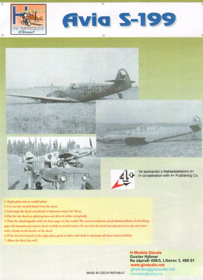 H-Model Decals HMD72063 1:72 Avia S-199 "The Mule" in CzAF and IAF, Pt.1