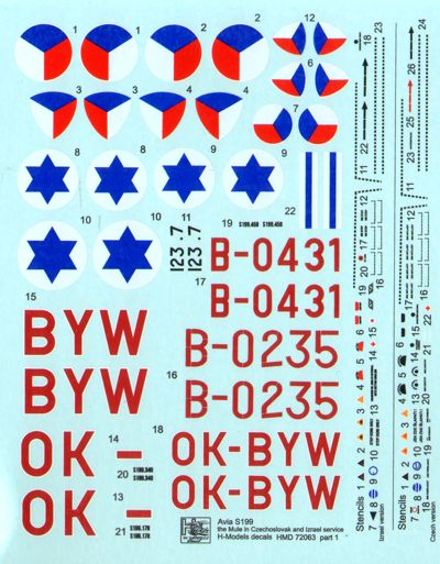 H-Model Decals HMD72063 1:72 Avia S-199 "The Mule" in CzAF and IAF, Pt.1