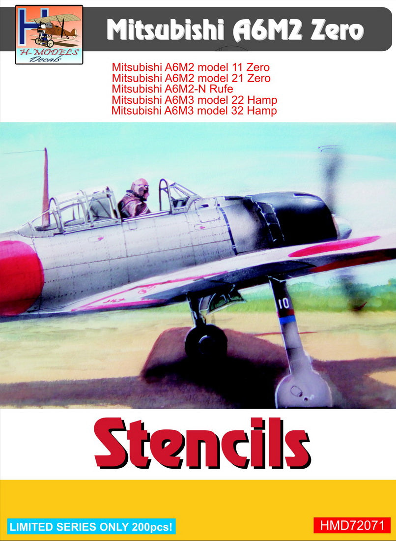 H-Model Decals HMD72071 1:72 Mitsubishi A6M2 Zero stencils [A6M2b A6M2c]
