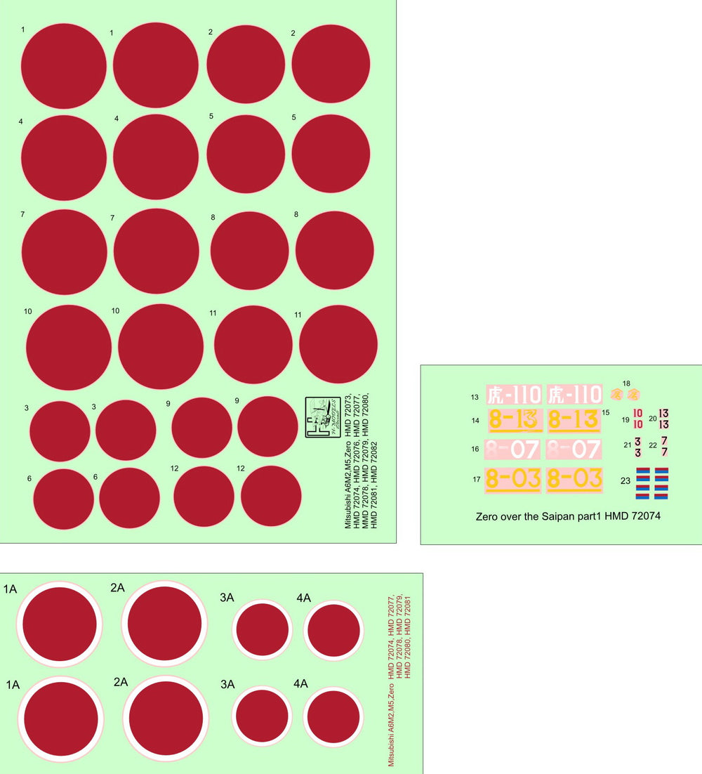 H-Model Decals HMD72074 1:72 Mitsubishi A6M2 Zero over Saipan, Pt.1