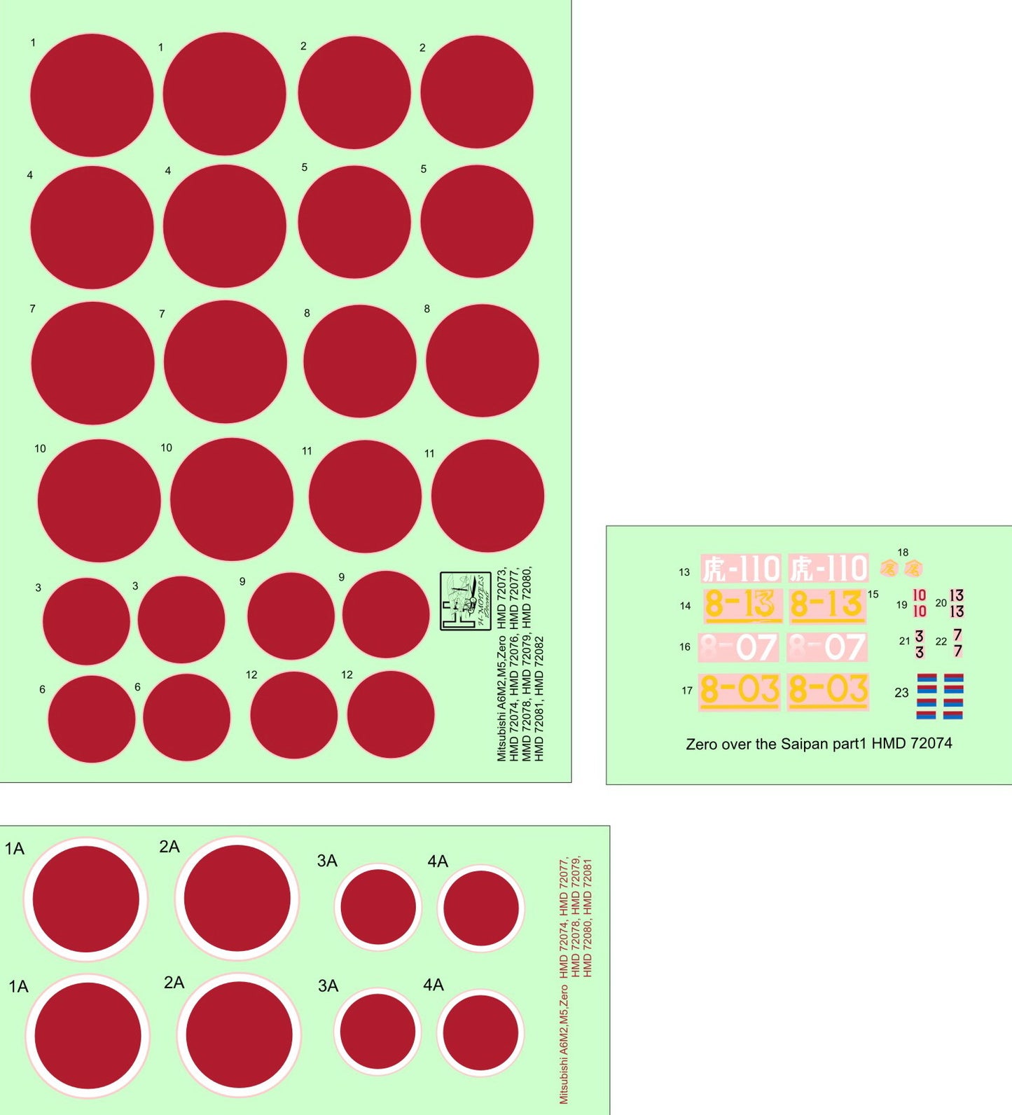 H-Model Decals HMD72074 1:72 Mitsubishi A6M2 Zero over Saipan, Pt.1