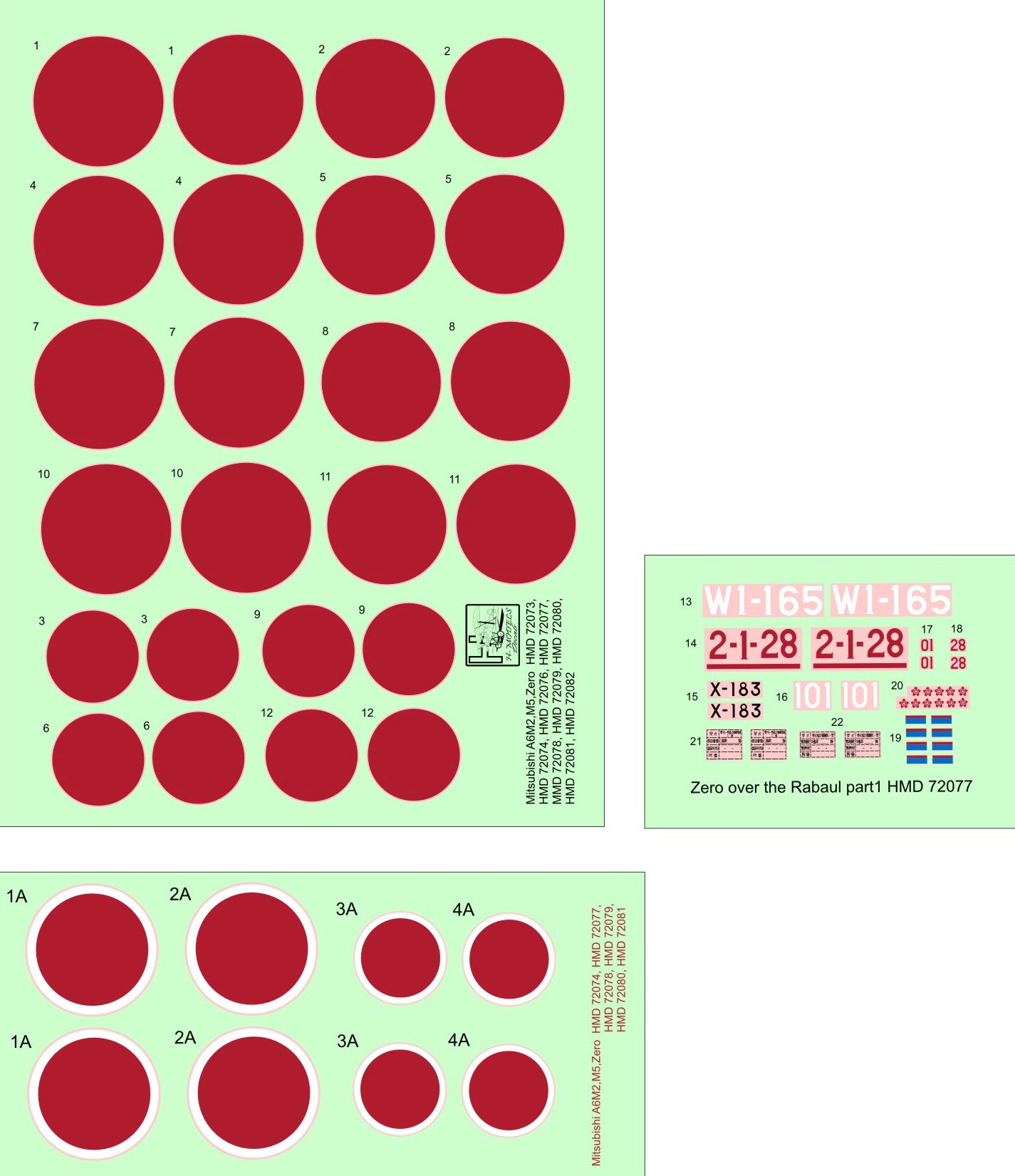 H-Model Decals HMD72077 1:72 Mitsubishi A6M2 Zero over Rabaul, Pt.1