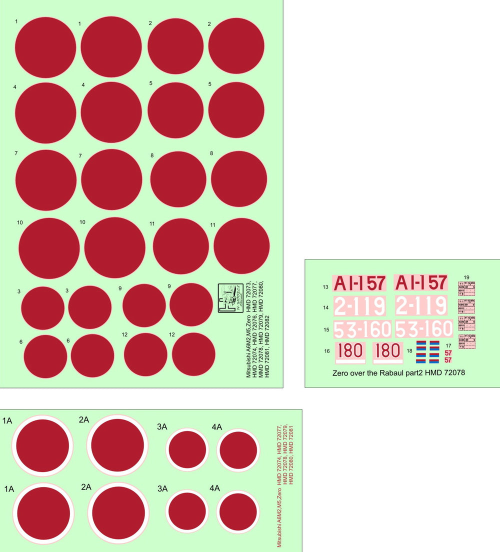 H-Model Decals HMD72078 1:72 Mitsubishi A6M2 Zero over Rabaul, Pt.2