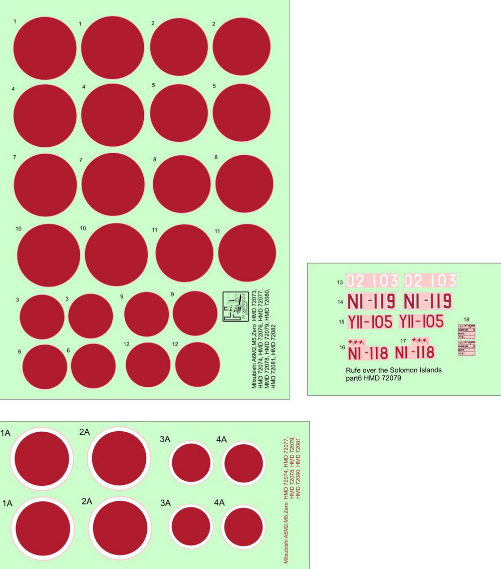 H-Model Decals HMD72079 1:72 Nakajima A6M2-N Rufe over the Solomon Islands, Pt.6