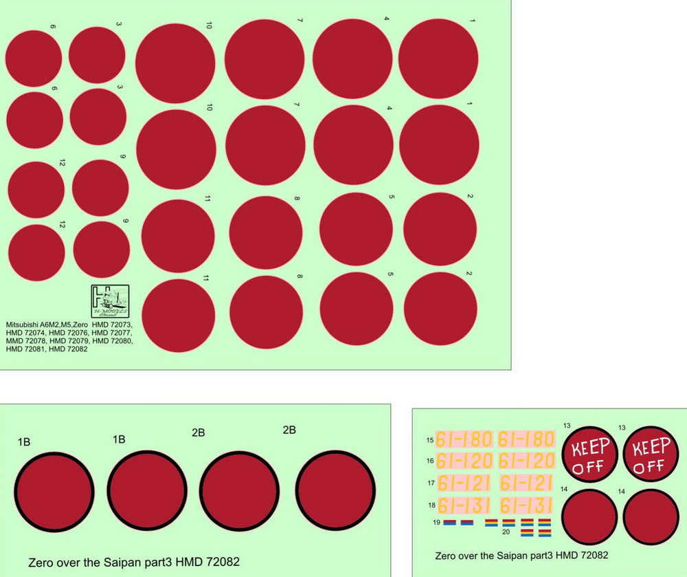 H-Model Decals HMD72082 1:72 Mitsubishi A6M5 Zeke over Saipan, Pt.3
