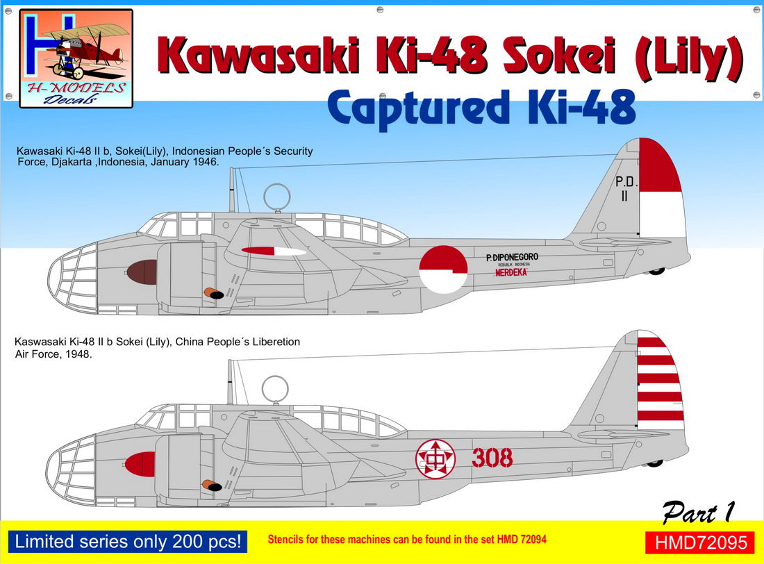 H-Model Decals HMD72095 1:72 Kawasaki Ki-48-II Captured Lilys, Pt.1