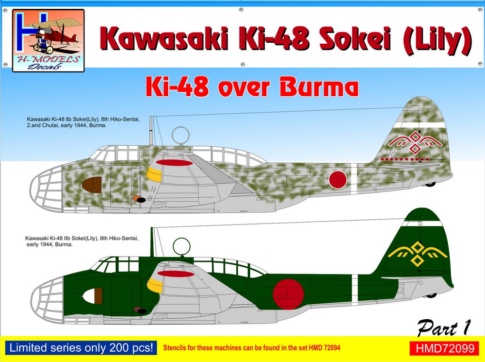 H-Model Decals HMD72099 1:72 Kawasaki Ki-48-II over Burma, Pt.1
