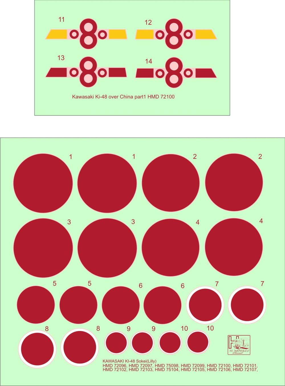 H-Model Decals HMD72100 1:72 Kawasaki Ki-48-II over China, Pt.1