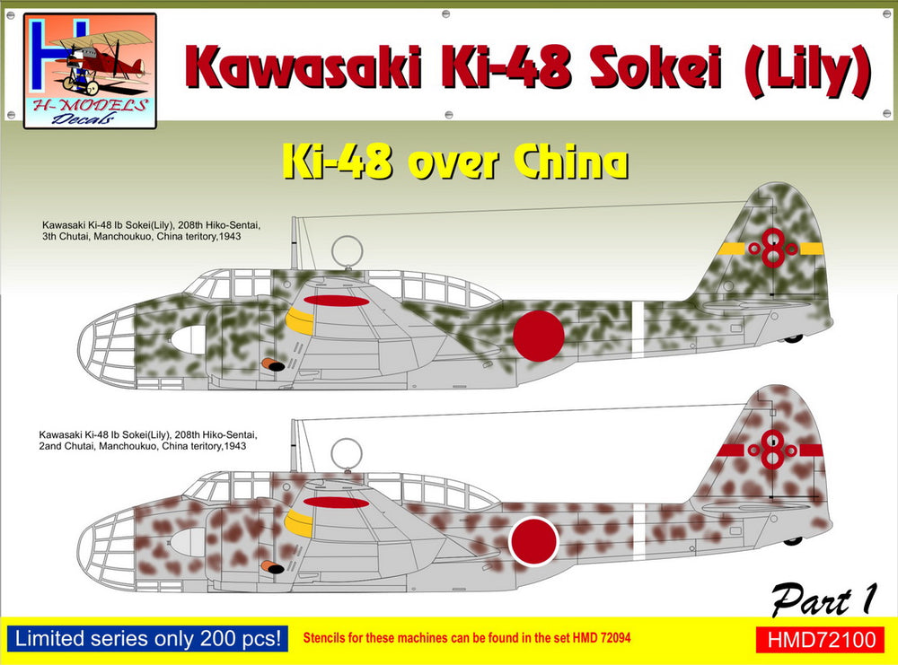 H-Model Decals HMD72100 1:72 Kawasaki Ki-48-II over China, Pt.1