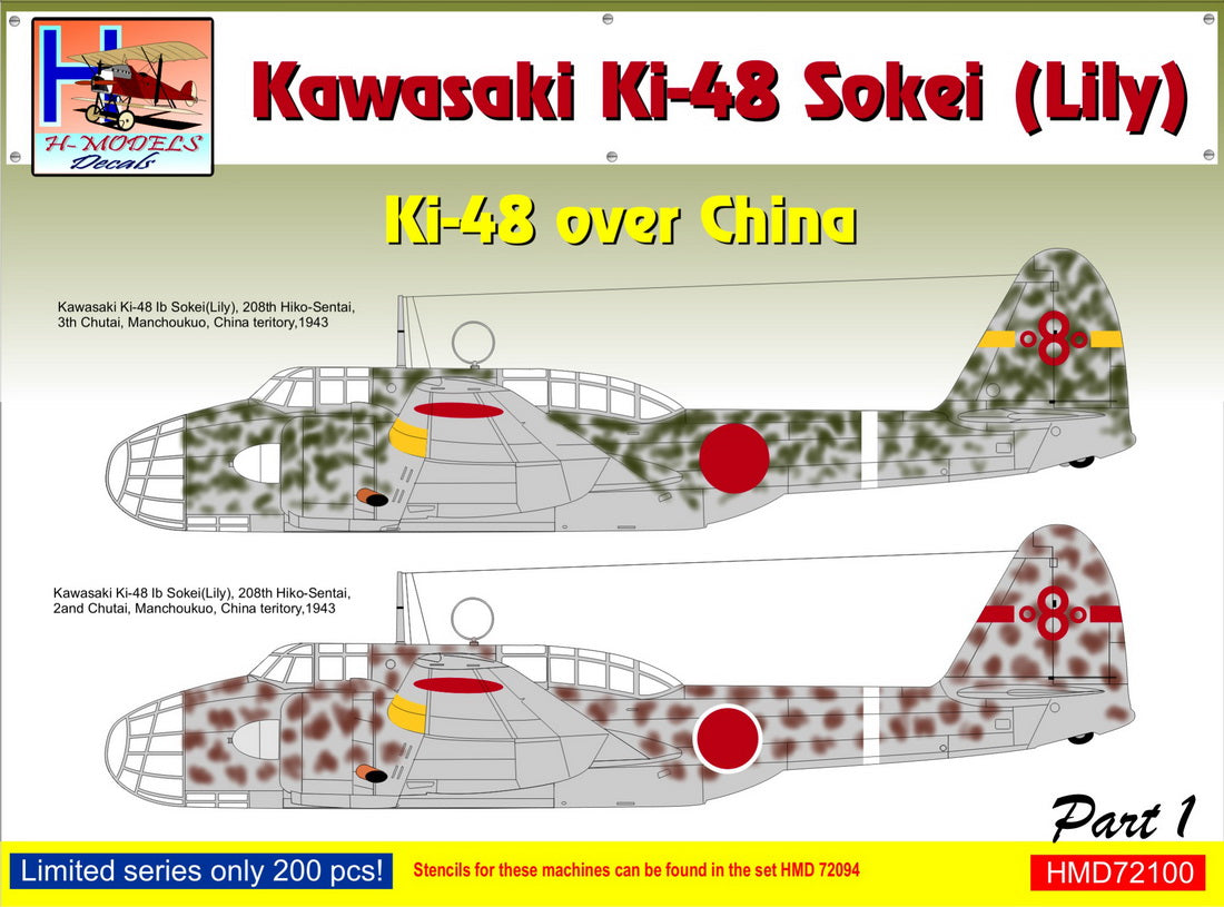 H-Model Decals HMD72100 1:72 Kawasaki Ki-48-II over China, Pt.1