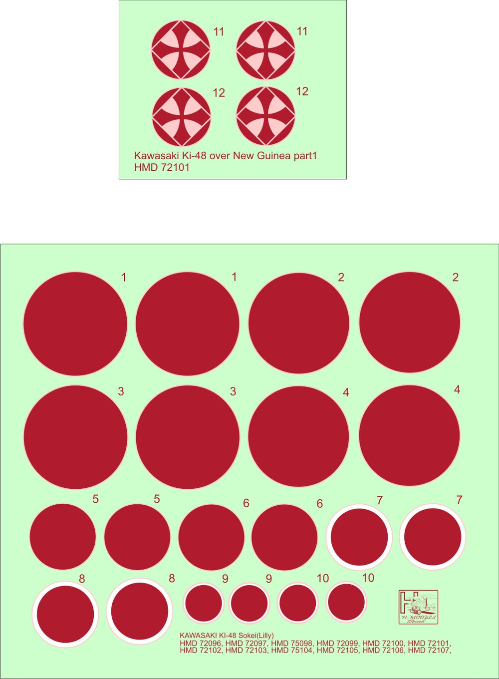 H-Model Decals HMD72101 1:72 Kawasaki Ki-48-II over New Guinea, Pt.1