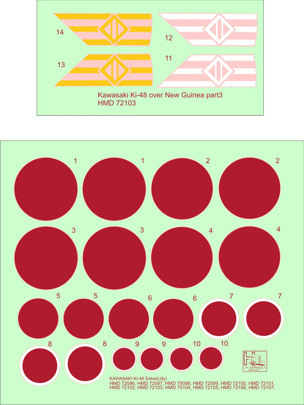 H-Model Decals HMD72103 1:72 Kawasaki Ki-48-II over New Guinea, Pt.3