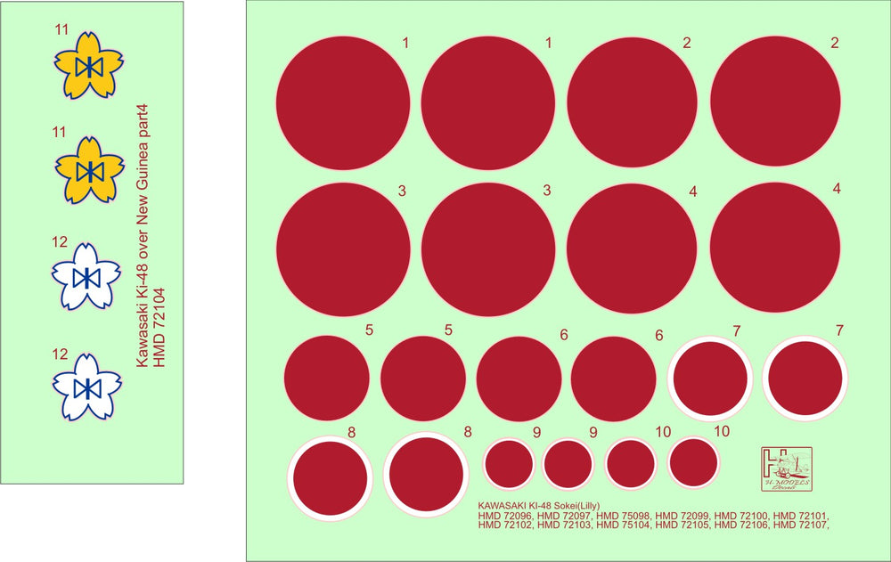 H-Model Decals HMD72104 1:72 Kawasaki Ki-48-II over New Guinea, Pt.4
