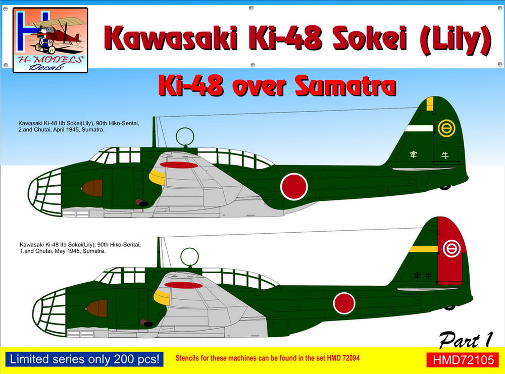 H-Model Decals HMD72105 1:72 Kawasaki Ki-48-II over Sumatra, Pt.1