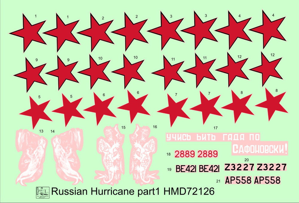 H-Model Decals HMD72126 Soviet Hawker Hurricanes Mk.I/II Pt 1 1:72