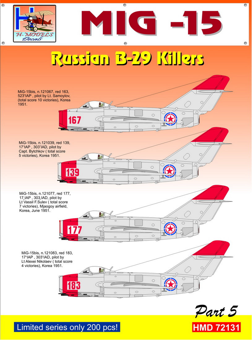 H-Model Decals HMD72131 1:72 Soviet Boeing B-29 Superfortress Killers