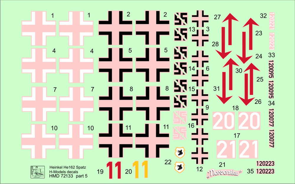 H-Model Decals HMD72133 1:72 Heinkel He-162A-2 in Luftwaffe Service, Pt.5