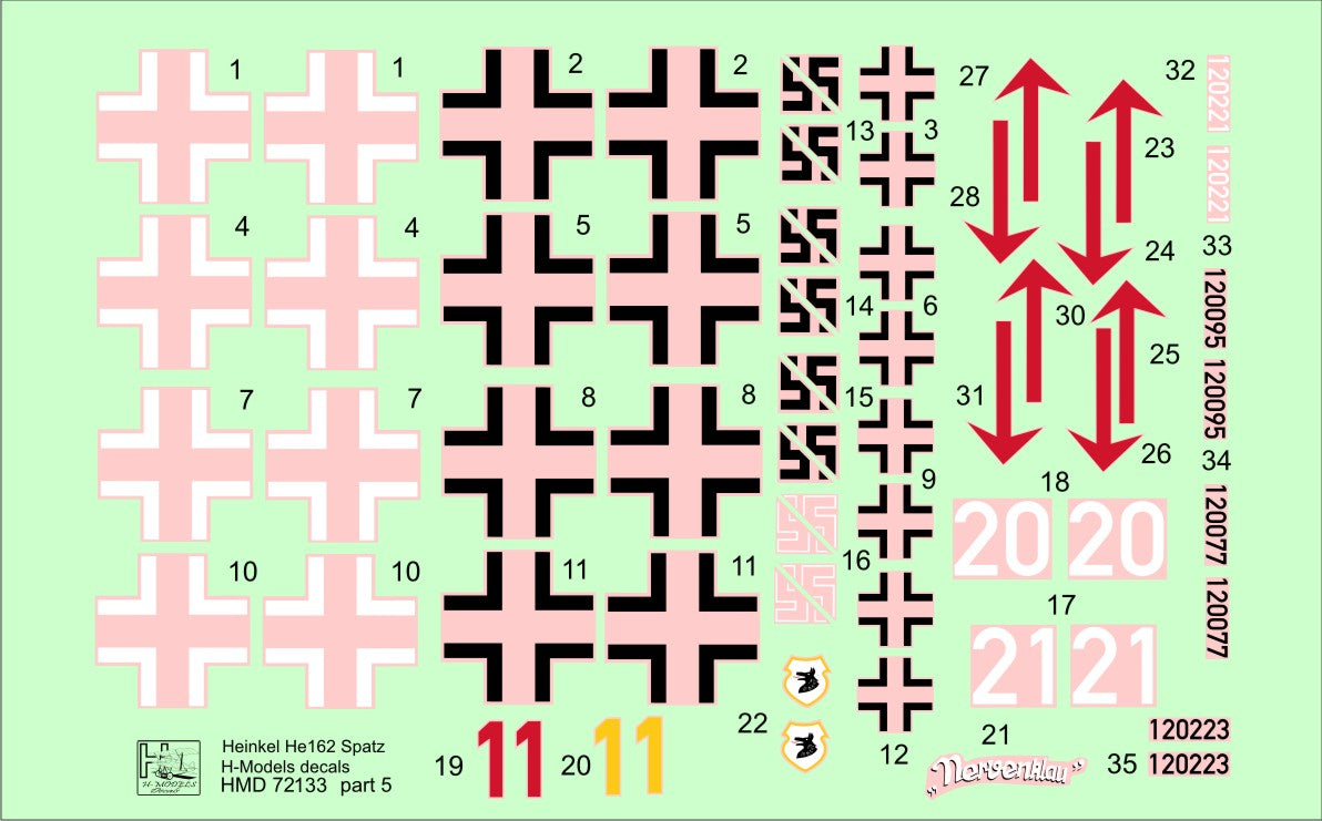 H-Model Decals HMD72133 1:72 Heinkel He-162A-2 in Luftwaffe Service, Pt.5
