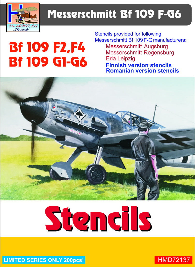 H-Model Decals HMD72137 Bf-109F-2 to Bf-109G-6 Stencils 1:72