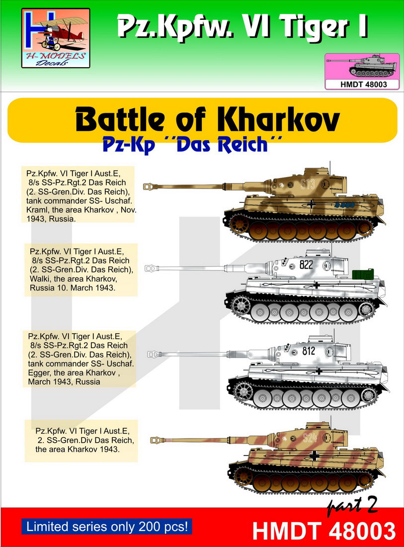 H-Model Decals HMDT48003 1:48 Pz.Kpfw.VI Ausf.E Tiger I Battle of Kharkov