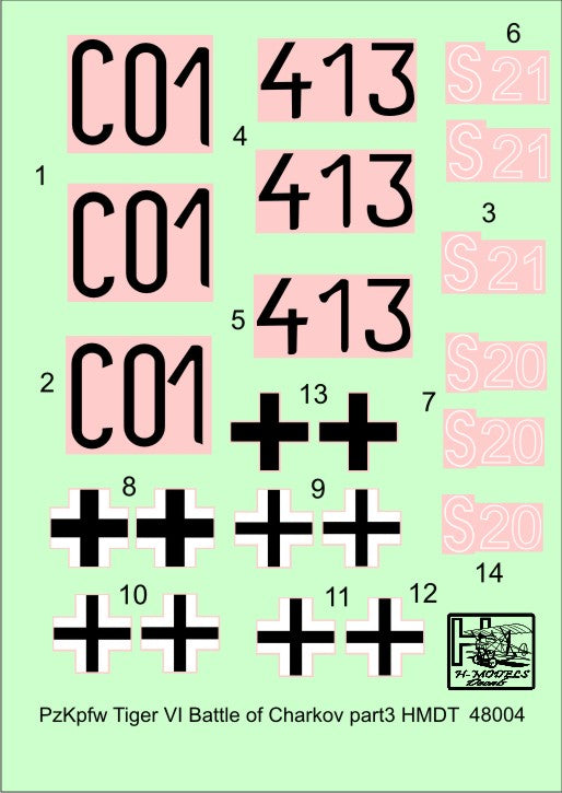 H-Model Decals HMDT48004 1:48 Pz.Kpfw.VI Ausf.E Tiger I Battle of Kharkov