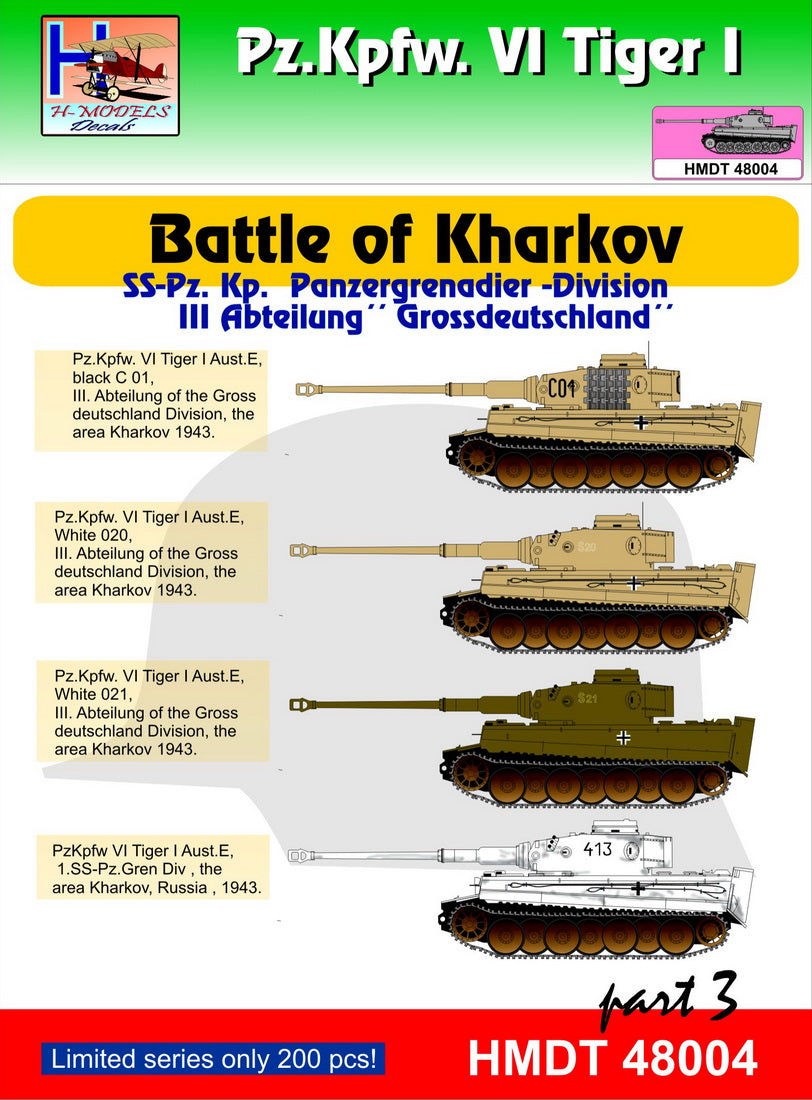 H-Model Decals HMDT48004 1:48 Pz.Kpfw.VI Ausf.E Tiger I Battle of Kharkov