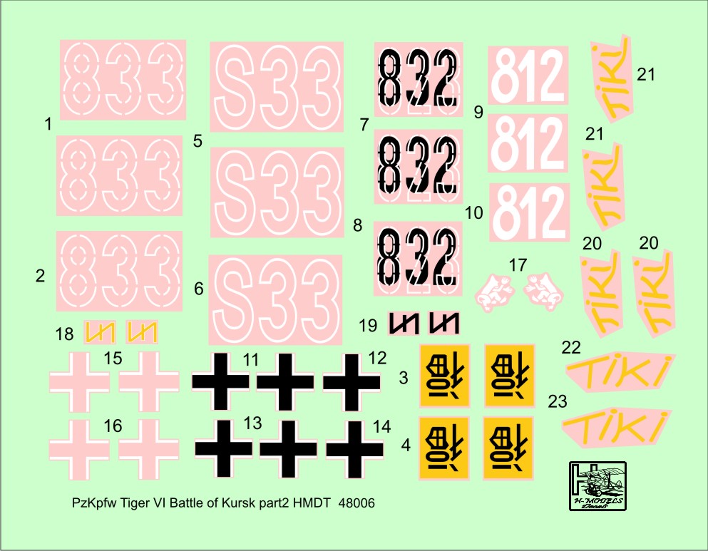 H-Model Decals HMDT48006 1:48 Pz.Kpfw.VI Ausf.H 1 Tiger I Battle of Kursk