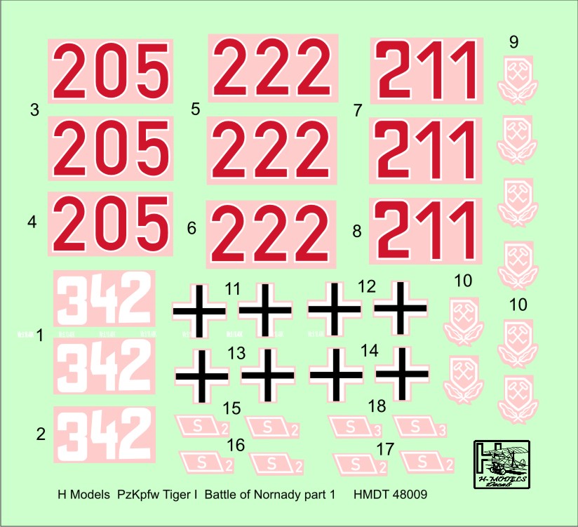 H-Model Decals HMDT48009 1:48 Pz.Kpfw.VI Ausf.E Tiger I Battle of Normandy