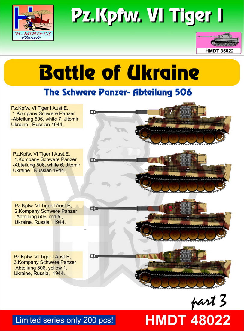 H-Model Decals HMDT48022 1:48 Pz.Kpfw.VI Ausf.E Tiger I Battle of Ukraine
