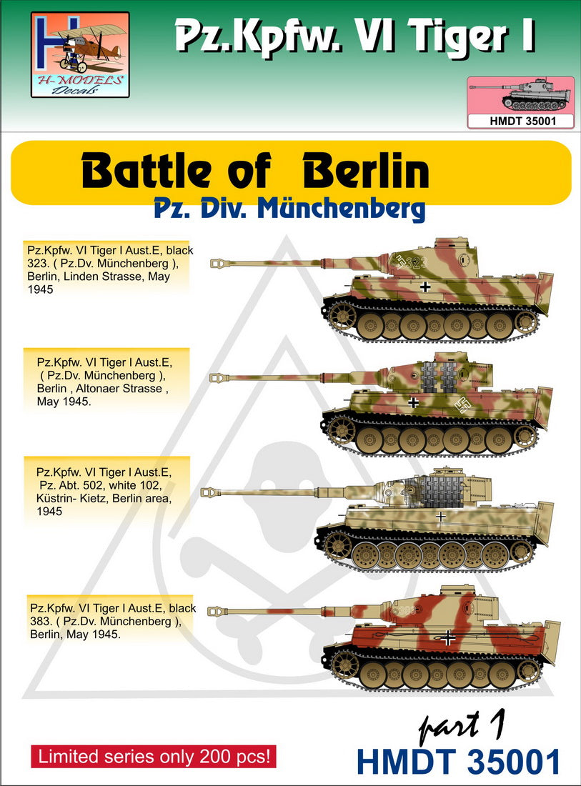 H-Model Decals HMT35001 1:35 Pz.Kpfw.VI Tiger I Battle of Berlin