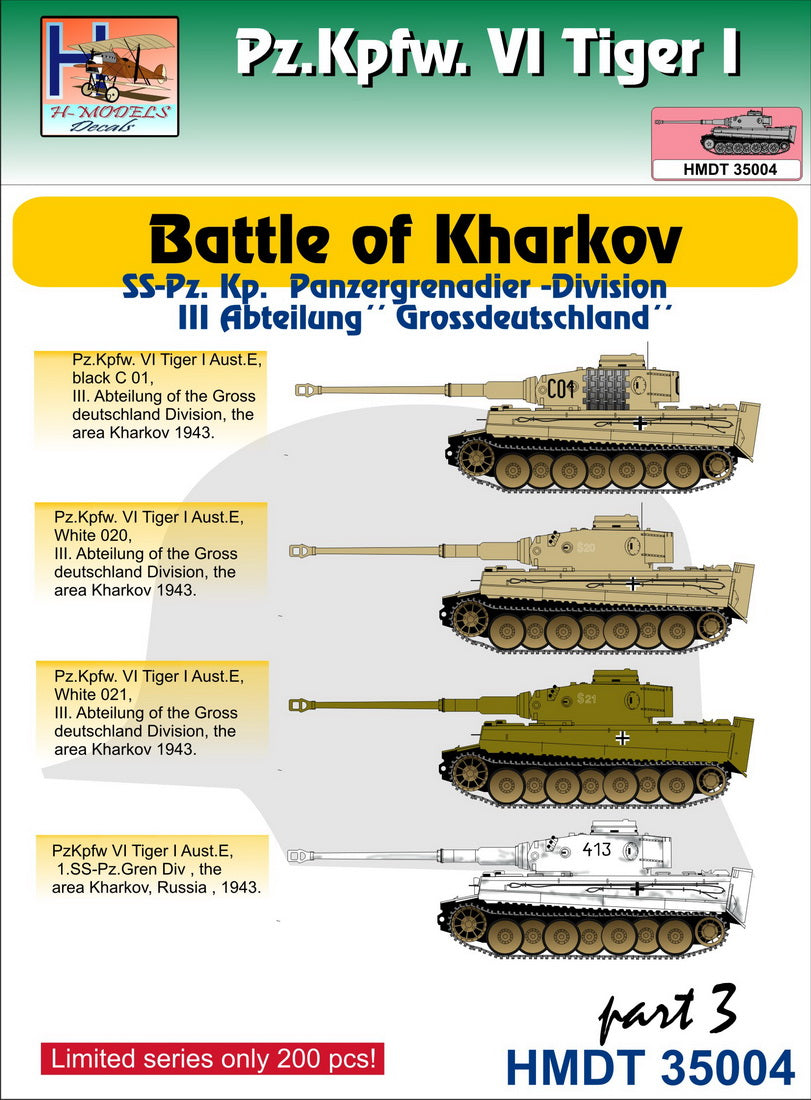H-Model Decals HMT35004 1:35 Pz.Kpfw.VI Tiger I Battle of Kharkov