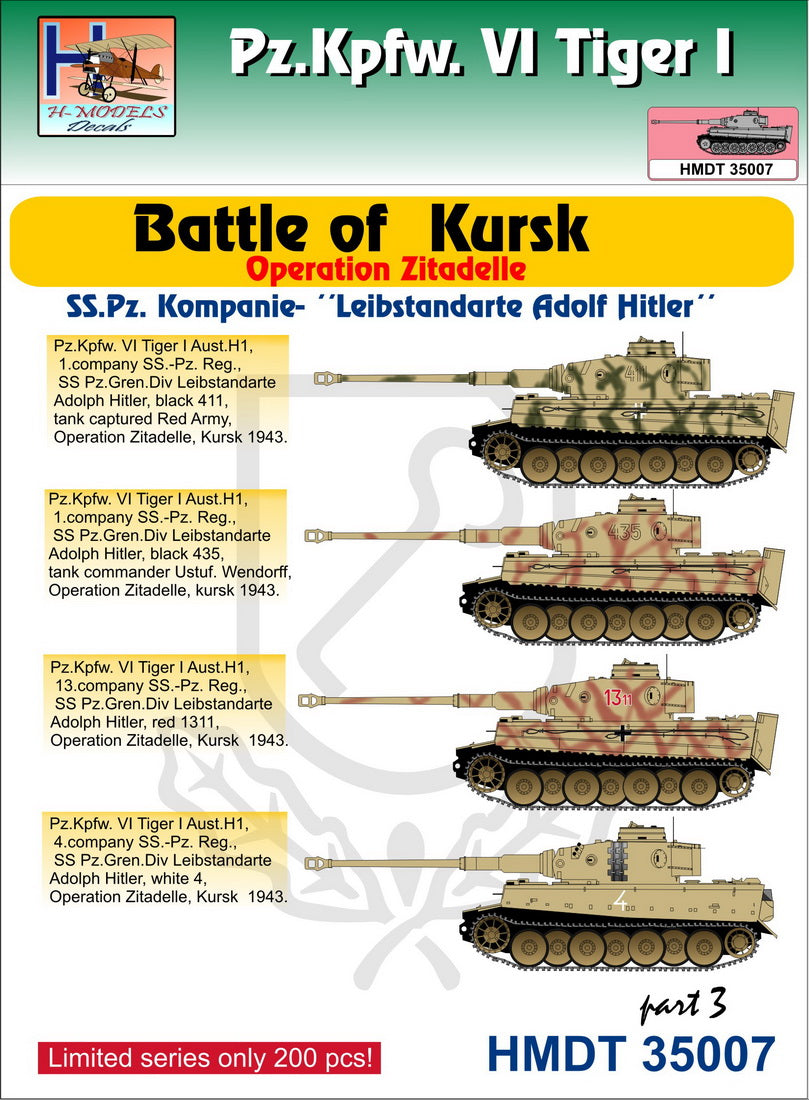 H-Model Decals HMT35007 1:35 Pz.Kpfw.VI Tiger I Battle of Kursk