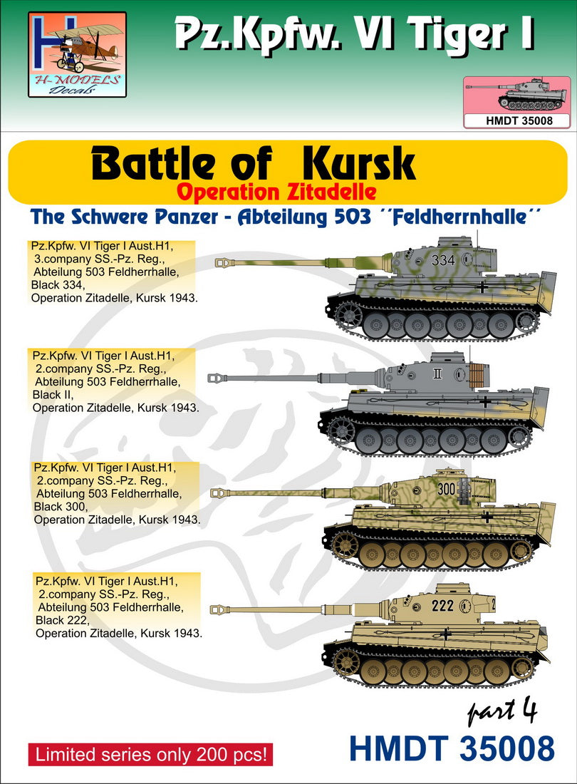 H-Model Decals HMT35008 1:35 Pz.Kpfw.VI Tiger I Battle of Kursk