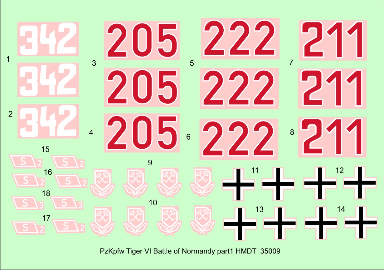 H-Model Decals HMT35009 1:35 Pz.Kpfw.VI Tiger I Battle of Normandy