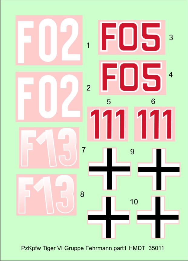 H-Model Decals HMT35011 1:35 Pz.Kpfw.VI Tiger I Gruppe Fehrmann