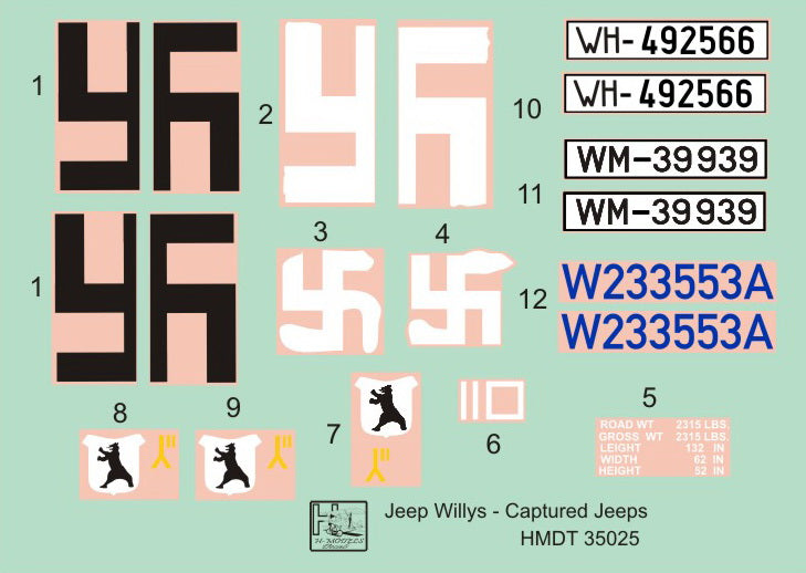 H-Model Decals HMT35025 1:35 Willys Jeep MB/U.S