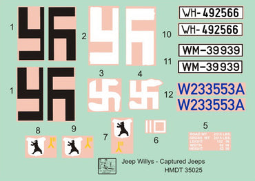 H-Model Decals HMT35025 1:35 Willys Jeep MB/U.S