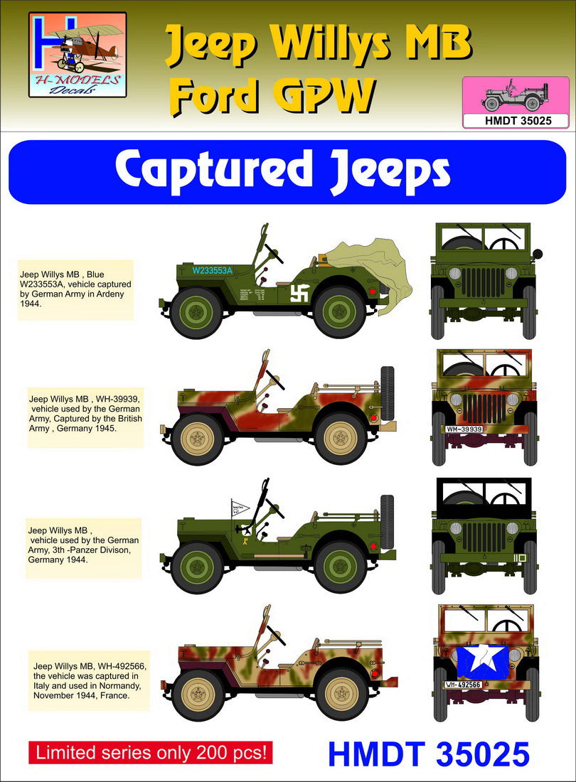 H-Model Decals HMT35025 1:35 Willys Jeep MB/U.S