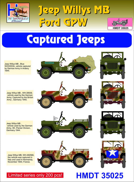 H-Model Decals HMT35025 1:35 Willys Jeep MB/U.S