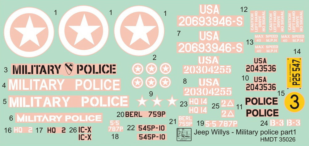 H-Model Decals HMT35026 1:35 Willys Jeep MB/U.S