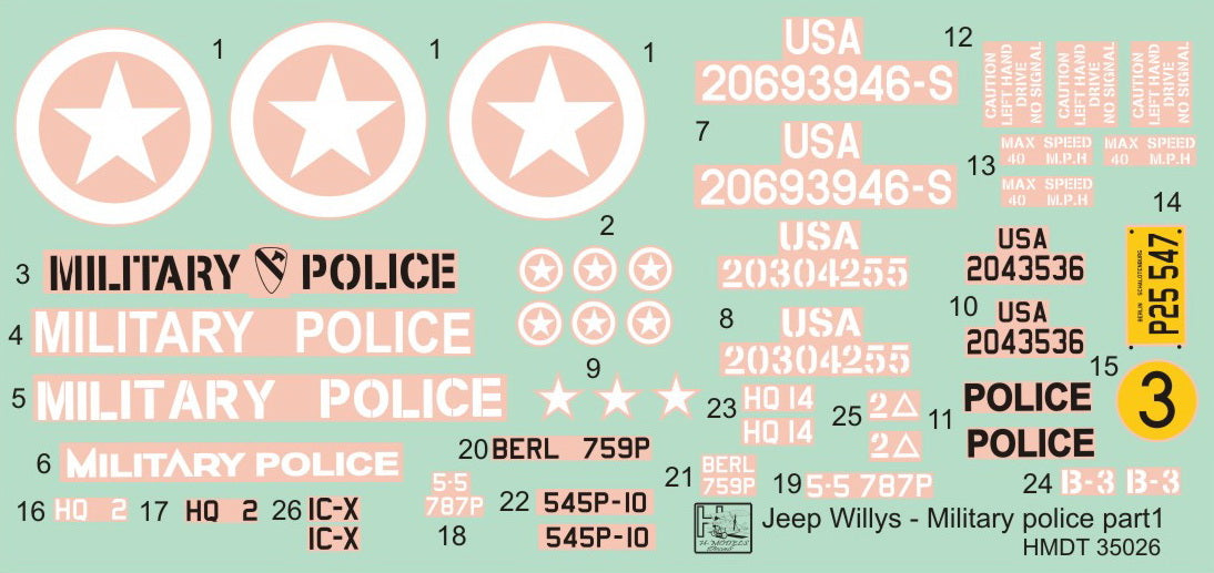 H-Model Decals HMT35026 1:35 Willys Jeep MB/U.S