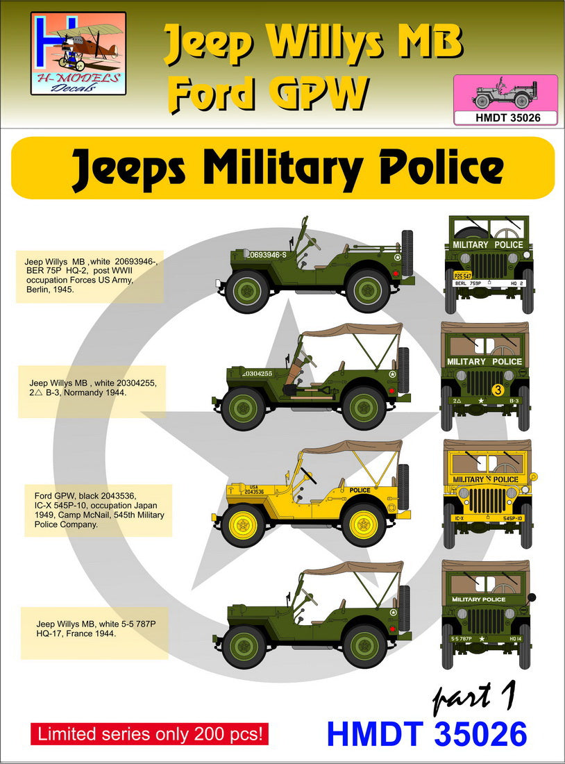 H-Model Decals HMT35026 1:35 Willys Jeep MB/U.S